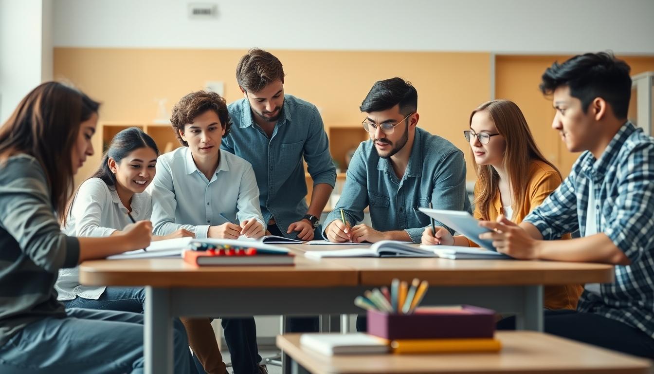 Students collaborating in study space